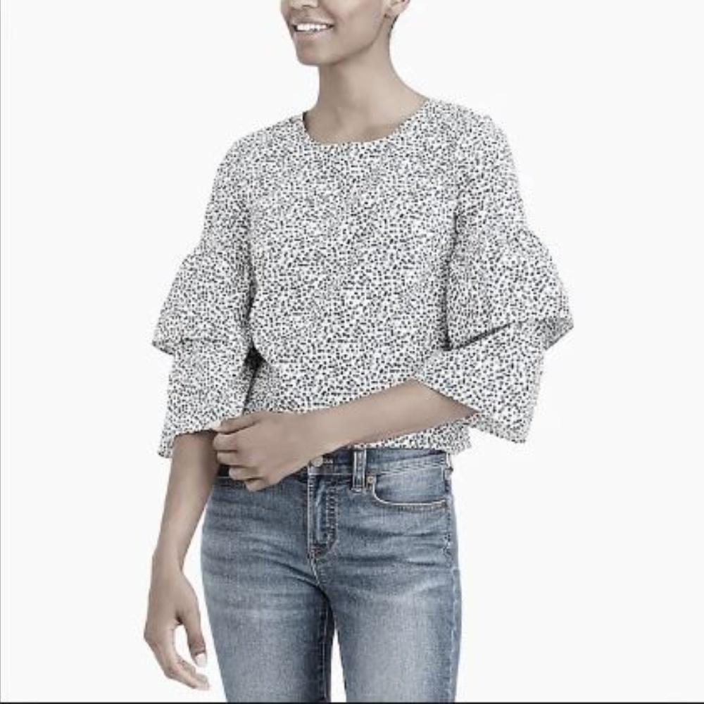 J.Crew Printed tiered bell-sleeve top SIZE 2